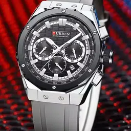 Curren Men Round Embellished Dial & Wrap Around Straps Analogue Watch CR-8464-Grey-image-95