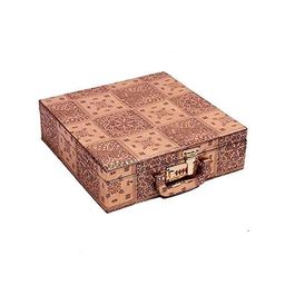 Kuber Industries Red & Beige Printed Wooden 4 Rod Bangle Box Organizer-34