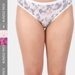 Amour Secret Women Pack Of 3 Printed Mid Rise Anti-Bacterial Bikini Briefs-image-88