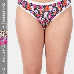 Amour Secret Women Pack Of 3 Printed Anti-Bacterial Breathable Bikini Briefs-image-96
