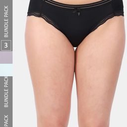 Amour Secret Women Pack Of 3 Laced Anti-Bacterial Breathable Bikini Briefs-image-99