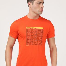Lee Men Red Typography Printed Slim Fit T-shirt-image-83