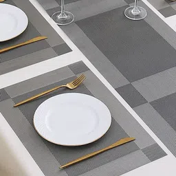 HOKIPO 7 Pieces Grey Tablemats with Table Runner image 3