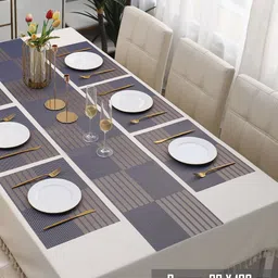 HOKIPO Purple 7-Pieces Geometric Rectangular Table Placemats & Table Runner image 4