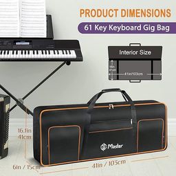 GIG Master Heavy Padded Keyboard Bag/Cover/Case for Casio CT-X 870IN/CT-X 9000IN 61 Keys Keyboard with Dust Cover & Double Pocket(Black & Orange) image 5
