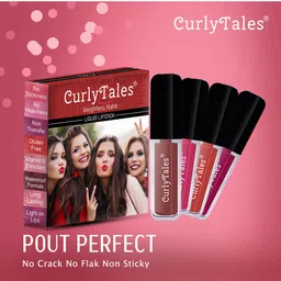 CurlyTales True Matte Set Of 4 Liquid Lipstick 4ml Each - Magenta, Peach, Red, Maroon image 4