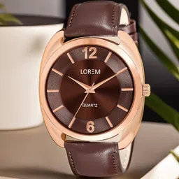 LOREM Men Brass Dial & Leather Straps Analogue Watch LR77-image-66