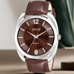 LOREM Men Brass Dial & Leather Straps Analogue Watch LR79-image-62