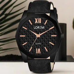 LOREM Men Brass Dial & Leather Straps Analogue Watch LR81-image-61