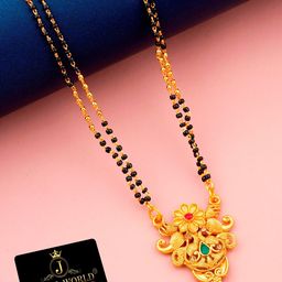 JEWEL WORLD Gold-Plated Stone-Studded & Beaded Mangalsutra-picture-14