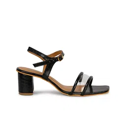 MOZAFIA Textured Open Toe Block Heels image 5