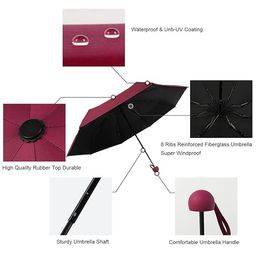 alexvyan Mini Umbrella with Case for Men & Women (Manual Open) Compact Travelling Umbrella, Polyester & UV Protection Fabric for Summer/Anti-Slip Handle- Use in Rain & Summer- 6 Frame-2024 (Wine Red) image 3