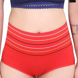SHREE GANESH FASHION 2-Pcs Striped Cotton Hipster Briefs 2076 RD BK 002 M-image-15