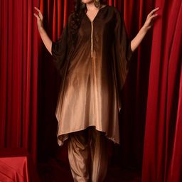 Laalzari Ombre Tie and Dye V-Neck Kaftan With Palazzos-image-15