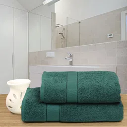 Creeva Green 525 GSM Set of 2 Couple Towel-32