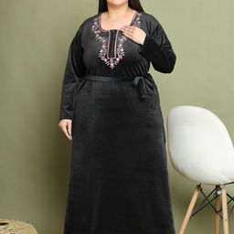 TAG 7 Women Plus Size Embroidered Maxi Nightdress-image-68