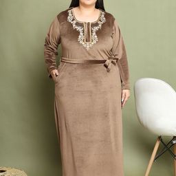 TAG 7 Women Embroidered Maxi Nightdress-image-86