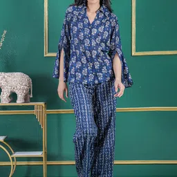 DEBONATELLA Printed Collar Shirt With Trousers Co-Ords-image-3