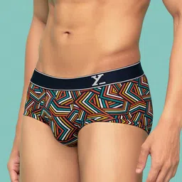XYXX Men Relaxed Fit Printed Parallax Intellifresh Cotton Brief image 3