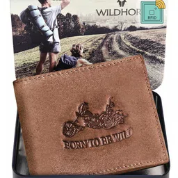WildHorn Men Tan Graphic Printed Leather Two Fold Wallet with RFID-7