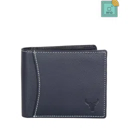 NAPA HIDE Men Blue Solid Leather Two Fold Wallet with RFID-18