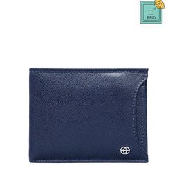 Eske Men Navy Blue Solid Leather Two Fold Wallet with RFID-image-49
