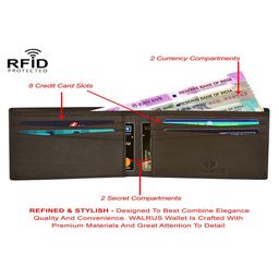 Walrus Men Textured PU Two Fold Wallet With RFID image 2