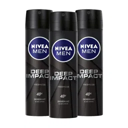 Nivea Men Set Of 3 Deep Impact 48Hr Freshness Black Carbon Deodorant Spray - 93g Each image 1