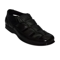 IMPERIO Men Black Leather Fisherman Sandals-image-5