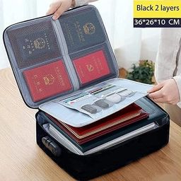 zenovista Document Bag with Lock,Fireproof 3-Layer File Storage Case with Water-Resistant Zipper,Document Safe Portable Travel Home Organizer Bag for Laptop,Files,Certificates[BLACK] image 4