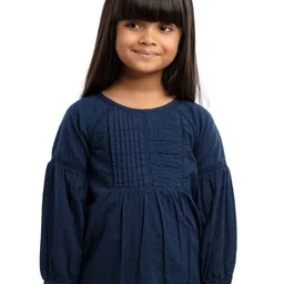 UNDER FOURTEEN ONLY Girls Navy Blue Solid Full Sleeve Top-image-80