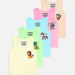 YK X Trampoline Pack Of 5 Boys Printed Cotton Innerwear Vests-36