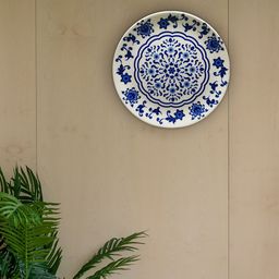 KOLOROBIA White & Navy Blue Floral Pottery Inspired Home Decor Wall Plate-image-12