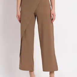 Zastraa winter'24 Women Relaxed Straight Leg Flared High Rise Trousers-image-41
