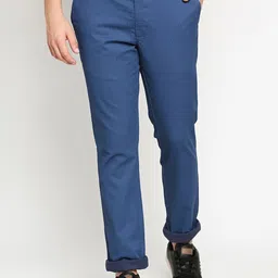 Basics Men Navy Blue Tapered Fit Trousers-image-99