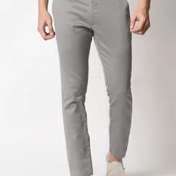 Basics Men Grey Tapered Fit Trousers-image-97