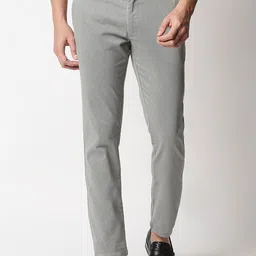 Basics Men Grey Tapered Fit Cotton Trousers-image-67