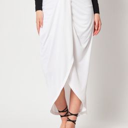 Zastraa White Maxi Wrap Skirt-image-98