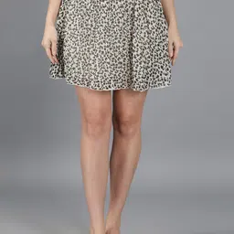 NUEVOSDAMAS Floral Printed Pleated Mini A-Line Skirt-image-90