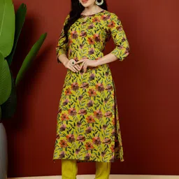 GULMOHAR JAIPUR Floral Printed Cotton Straight Kurta-picture-10