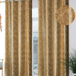 Bajo's Camel Brown & Black 2 Pieces Abstract Long Door Curtains-6
