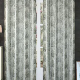 Bajo's Grey & White 2 Pieces Tree Pattern Long Door Curtain-image-8