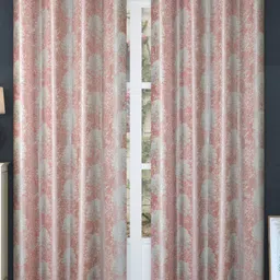 Bajo's Cream-Coloured & Pink 2 Pcs Quirky Long Door Curtains-2