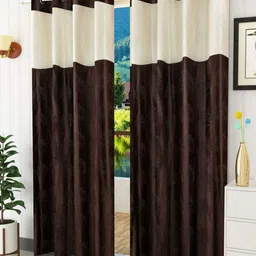 Bajo's Brown & Cream-Coloured 2 Pieces Quirky Printed Long Door Curtains-11