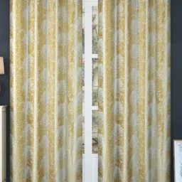 Bajo's Yellow & White 2 Pieces Floral Printed Long Door Curtains-image-88
