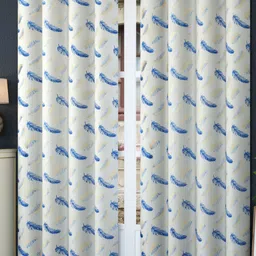 Bajo's White & Blue 2 Pieces Quirky Printed Door Curtain-image-6
