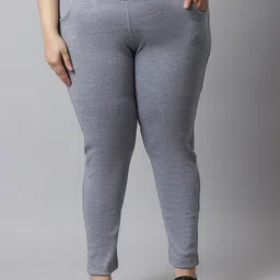 TAG 7 Women Grey Plus size Solid Ankle-Length Leggings-picture-16