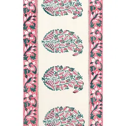 BLOCKS OF INDIA Peach & Cream Floral Printed Canvas Table Runner image 5