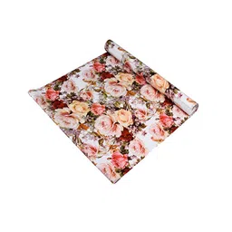 Kuber Industries White & Grey Floral Printed Shelf Liner Cabinet Mat-34