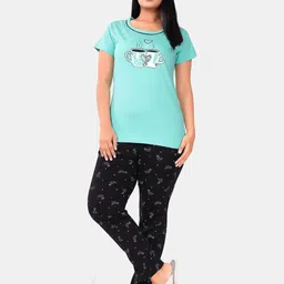 SWEET MOON Graphic Printed Round Neck Short Sleeves T-Shirt With Pyjama-image-92